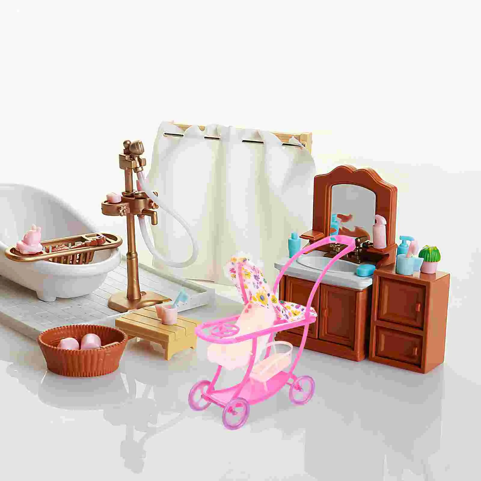 Детская коляска, детский кукольный домик, игрушки для кукол, Реалистичные детские Коляски, Украшения, Миниатюрные Аксессуары 4