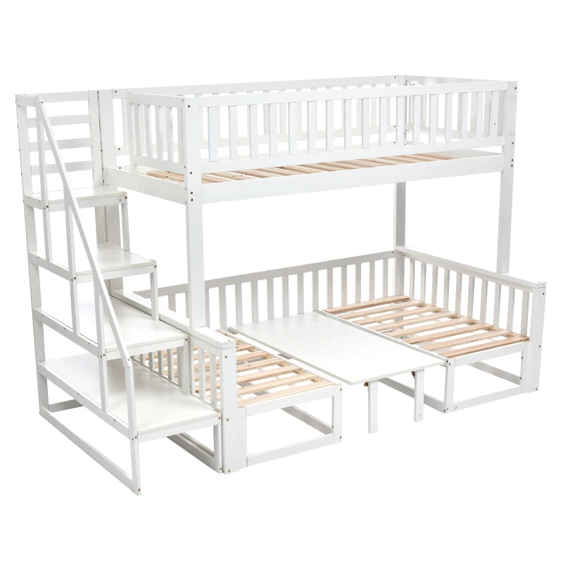 Семейная практичная компактная двуспальная кровать с лестницей и регулируемым столиком, диван-кровать, двуспальная кровать для детей и подростков 4