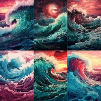 5D Diy Dreamy Waves Алмазная картина Океан Пейзаж искусство Полный горный хрусталь мозаика Вышивка крестиком Набор для домашнего декора ダイヤモンドアート