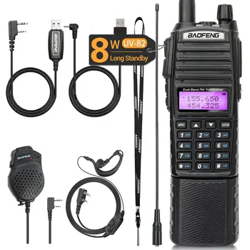 Baofeng UV 82 3800 Real 8W 5W walkie talkie comunicador Двухдиапазонная Портативная рация PTT Дальнего действия FM UV-5R Ham Двухсторонние радиостанции