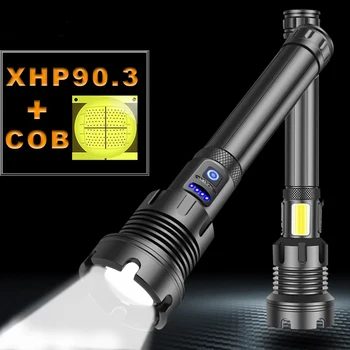 C2 90000LM COB XHP90.3 Мощный светодиодный фонарик USB Перезаряжаемый 18650 26650 фонарик XHP90 XHP70 XHP50 Фонарь лампа
