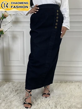 Chaomeng Новая Мода Faldas Largas Mujer Moda Джинсовая Юбка-Карандаш С Высокой Талией, Мусульманская Длинная Юбка Макси Для Скромных Женщин, Исламская Одежда 0