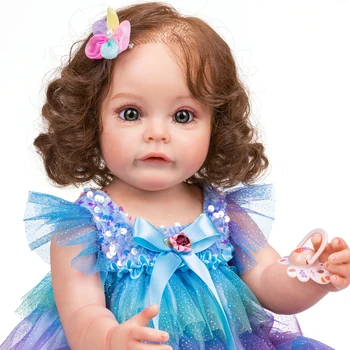 NPK 55 см Reborn с укоренившимися волосами для маленькой девочки Сью-Сью, силиконовая принцесса для всего тела, ручная роспись, водонепроницаемая игрушка для девочек 1