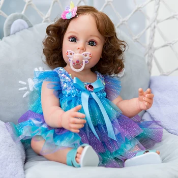 NPK 55 см Reborn с укоренившимися волосами для маленькой девочки Сью-Сью, силиконовая принцесса для всего тела, ручная роспись, водонепроницаемая игрушка для девочек 2