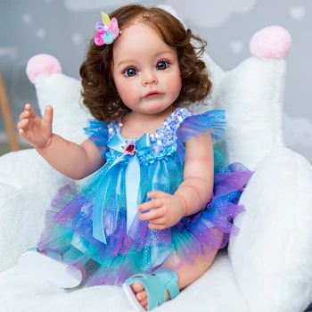 NPK 55 см Reborn с укоренившимися волосами для маленькой девочки Сью-Сью, силиконовая принцесса для всего тела, ручная роспись, водонепроницаемая игрушка для девочек 4