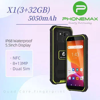 Phonemax X1 LTE 4G Прочный Смартфон Android 10 Отпечатков пальцев IP68 Водонепроницаемый Четырехъядерный Мобильный Телефон 3 ГБ 32 ГБ 5,5 