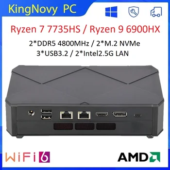 Topton AMD Gamer Mini PC Ryzen 7 7735HS 9 6900HX 2.5G LAN настольный Игровой компьютер с Windows 11 Двойной DDR5 NVMe 3x4 K WiFi6