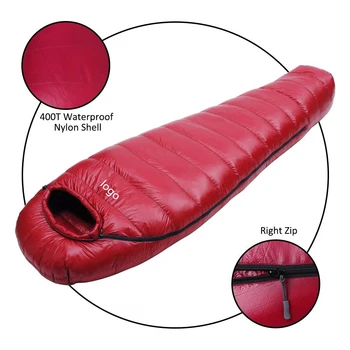 Woqi Открытый водонепроницаемый Спальный мешок из гусиного пуха для кемпинга Ultralight 4season Mummy 1