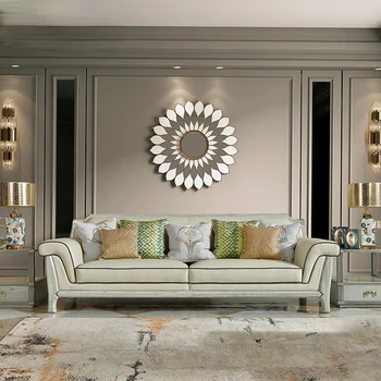Американская комбинация роскошных диванов first leather простой кожаный диван для гостиной мебель из массива дерева вилла 1