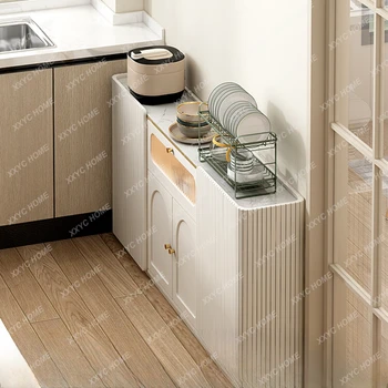Буфет во французском кремовом стиле Кухонный настенный шкаф для хранения в гостиной Ультратонкий 30 см Низкий шкафчик для хранения