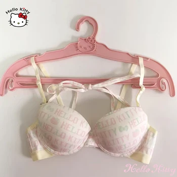 Бюстгальтер Kawaii Hello Kitty для девочек, нижнее белье с бретельками на шее, сексуальный хлопковый модный приталенный индивидуальный дизайн, подарки на день рождения