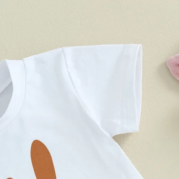 Детский Пасхальный наряд для маленьких мальчиков и девочек, футболка в стиле хип-хоп с кроликом, топ, комплект со штанами, летняя одежда с заячьими ушками,