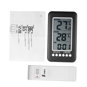 ЖК Цифровой беспроводной датчик температуры Цифровой термометр Измеритель влажности Термометр Часы Измеритель температуры с передатчиком