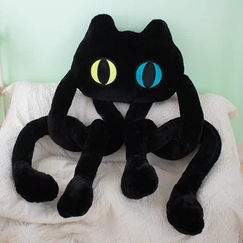 Кавайная кукла с длинными ногами, черная кошка, креативная подушка с осьминогом, мягкие игрушки, плюшевые подушки с животными, игрушки для детей, подарки для малышей