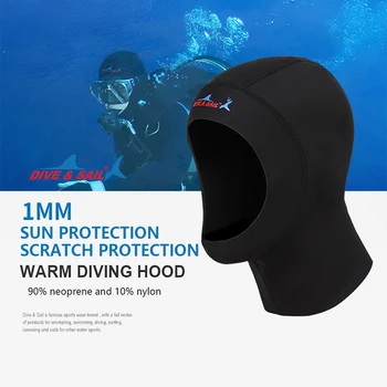 Кепки для дайвинга с парусом диаметром 1 мм из неопрена CR, суперэластичная толстовка с капюшоном для подводного плавания, закрывающая шею, солнцезащитный гидрокостюм, шапочка для плавания для мужчин