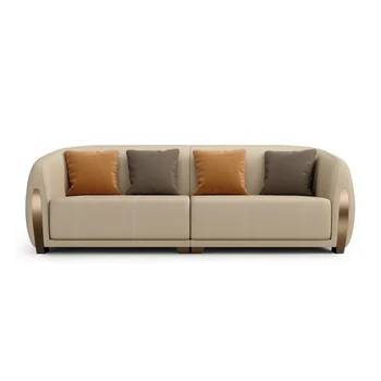 Кожаный диван для клубной гостиной, современный минималистичный диван для приемов и переговоров, комбинированная мебель для гостиной