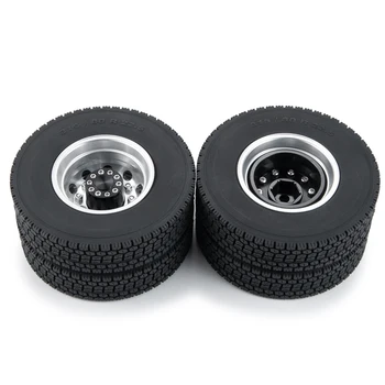 Комплект шин YEAHRUN Tamiya Wheels, алюминиевый обод заднего колеса, ступица и резиновые шины для 1/14 радиоуправляемого тягача с прицепом 2