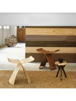 Креативный табурет-бабочка из цельного дерева, табурет для ног из цельного дерева, домашняя европейская изогнутая деревянная скамейка для взрослых, скамейка для обуви в гостиной
