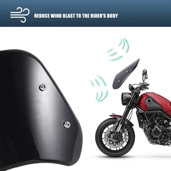 Лобовые стекла мотоцикла Экран лобового стекла Обтекатель Фары для Benelli Leoncino 500 (черный) 5
