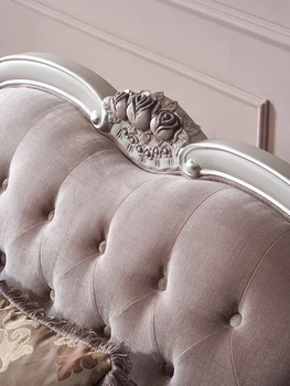 Мебель во французском стиле Вилла в европейском стиле резной тканевый диван из массива дерева на молнии фланелевый роскошный диван 4