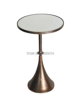 Мебель скандинавского дизайна металлический круглый стол легкий роскошный ретро зеркальный стеклянный художественный приставной столик диван угловой столик балкон журнальный столик
