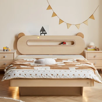 Многофункциональная Кровать-Бокс со Светящейся Спальней в Кремовом Стиле Для Мальчиков и Девочек Кровать с Мультяшными Фигурками