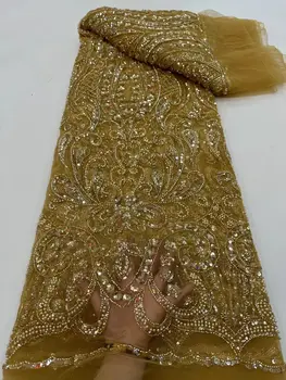 модная тюлевая вышивка, французское сетчатое кружево, ткань Sophia-1306.3707 с бисером для вечернего платья