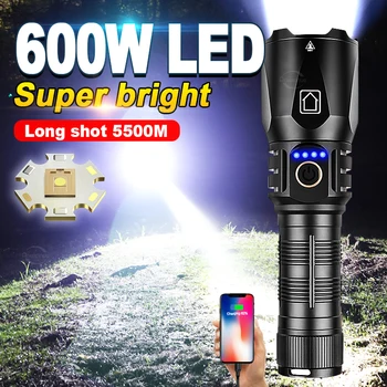 Мощный светодиодный фонарик Перезаряжаемый USB 18650 Водонепроницаемый зум Рыбалка Охота Тактический фонарик на 1000000 люмен Светодиодный фонарик