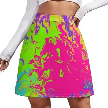 Неоновая мини-юбка Женская летняя юбка микро-мини-юбка экстремально элегантные социальные женские юбки Школьная юбка