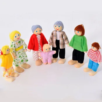 Новая Деревянная мебель Миниатюрная игрушка Мини Деревянные куклы Семейные Куклы Дети Игрушки для игр в детском доме Подарки для мальчиков и девочек 0