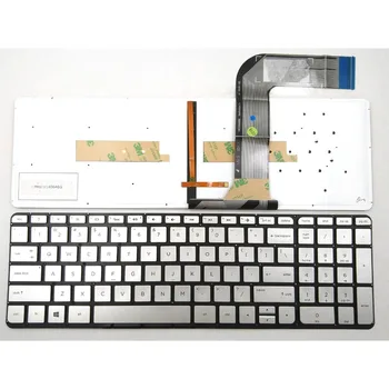 Новая клавиатура для ноутбуков HP Envy 15T-K000 15T-V000 17-K000 17-K011NR Серии 17-K100 17-K200 - Серебристая Без рамки С подсветкой