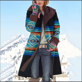 Новое поступление 2023 года! Женское длинное шерстяное пальто с принтом, стильная комбинированная куртка в европейском и американском стиле, идеально подходящая для поездок на работу 0