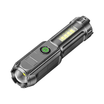 Новый стиль, телескопический зум, фонарик с сильным светом, зарядка через USB, Маленький портативный прожектор, лампа для наружного освещения дальнего действия 5