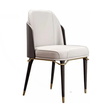 Обеденные стулья из скандинавской кожи для кухонной мебели Роскошные дизайнерские стулья со спинкой, Табурет для домашнего использования, обеденный стул для отдыха