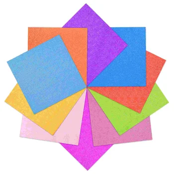 Оригами из радужной бумаги с блестками Бумага для рукоделия своими руками Красочный материал из блестящей бумаги