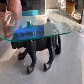 Персонализированное творческое животное гиппопотам журнальный столик минималистичная гостиная бытовой маленький журнальный столик из закаленного стекла