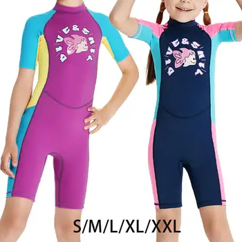 Прекрасный купальник для серфинга для маленьких девочек, детский нейлоновый гидрокостюм для дайвинга, сохраняющий тепло, Детская плотная пляжная одежда, купальный костюм