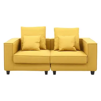 Роскошная Льняная Текстура, Водоотталкивающая Моющаяся ткань, Модульный диванчик для двоих, современный и уютный, бежевый / серый / пыльно-розовый /желтый