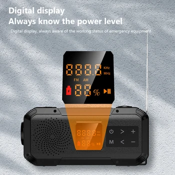 Ручное Радио Портативный Аварийный Радиоприемник AM/FM/WB/NOAA Bluetooth-совместимый Динамик Светодиодный Фонарик для Кемпинга на открытом воздухе Пеший Туризм