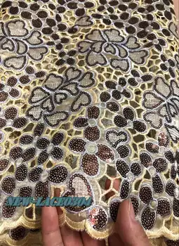 Самая популярная Высококачественная африканская кружевная ткань из органзы 2019 Горячая Распродажа Африканская кружевная ткань Высокого класса из Органзы с блестками XNM004 5