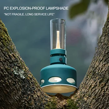 Светодиодная керосиновая лампа с 3 режимами освещения, винтажный походный фонарь с антивзрывным абажуром, походный атмосферный светильник для путешествий на свежем воздухе 3