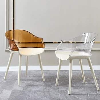Скандинавская мебель Прозрачный стул для гостиной Простой пластиковый обеденный стул, туалетный стул для спальни, сиденье со спинкой, аксессуары для дома