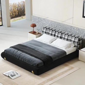 Современная кровать с хлопчатобумажным бельем для спальни, двуспальная кровать 1,8 м, главная спальня дома, свадебная кровать с татами