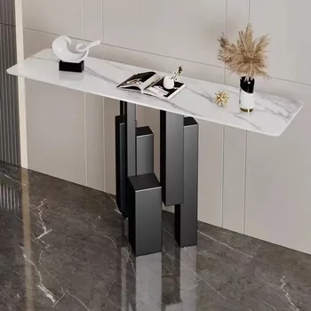 Современный металлический столик для гостиничного коридора Консольные столики Шифер Прямоугольный Легкий Роскошный простой бытовой консольный столик для прихожей