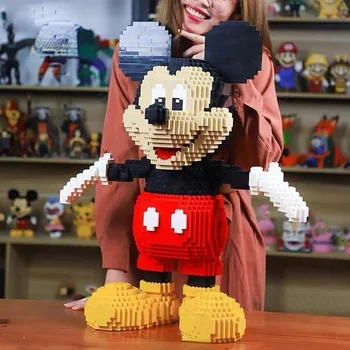 Строительные блоки Disney с Микки и Минни, удобная игрушка для мальчиков, развивающая бутылочка, анимация, строительные блоки, Крошечные шарики, подарок-головоломка