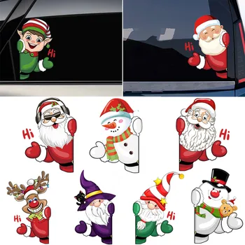 Счастливого Рождества Санта Клаус Снеговик Северный Олень Боковая Поздравительная Автомобильная Наклейка для Окна Автомобиля DIY Креативная Рождественская Наклейка Праздничное Украшение
