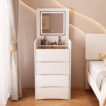 Туалетный столик Cream wind современный простой шкаф для хранения, встроенный откидной прикроватный мини-столик для макияжа. 1
