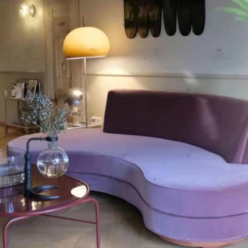 Фиолетовый диван, скандинавский бархат, изогнутый холл, Приемная, гостиная в форме старинной мебели