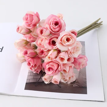 Элегантная имитация пучка роз, цветочная композиция, материал для украшения обеденного стола в гостиной, цветы в руках, 36 головок роз