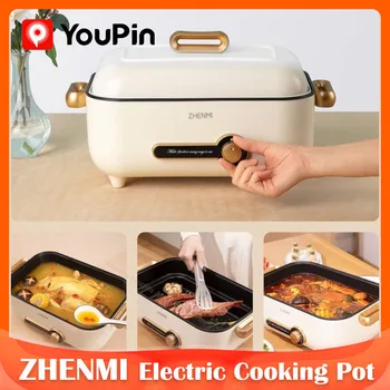 Электрическая мультиварка ZHENMI 4 л, Многофункциональная сковорода с антипригарным покрытием для кухонных принадлежностей, рисоварка, горячий горшок, бытовая техника